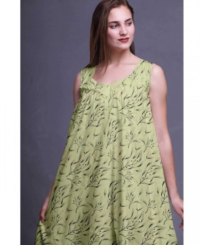 Sleeveless Cotton Nightgowns for Women Printed Mid-Calf Length Sleepwear - Greenish Beige3 - C418S8QY7WX $64.19 Nightgowns & ...