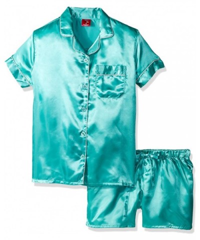 Women's Classic Satin Short Pajama Set - Aqua - CO11VSXMEY5 $35.23 Sets