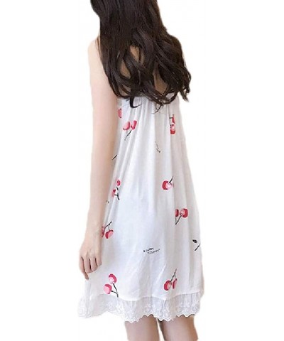 Women Summer V Collar Short-Dress Cozy Everyday Spaghetti Strap Sleep Dres - 4 - CA19DAOZNZL $40.32 Nightgowns & Sleepshirts