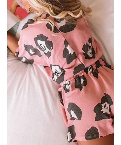 Womens Cute Summer Short Sleeve Lip/Ombre Print V Neck Pajamas Set Pjs Sets Loungewear Sleepwear Shorts Sets A Pink - C7197Y2...