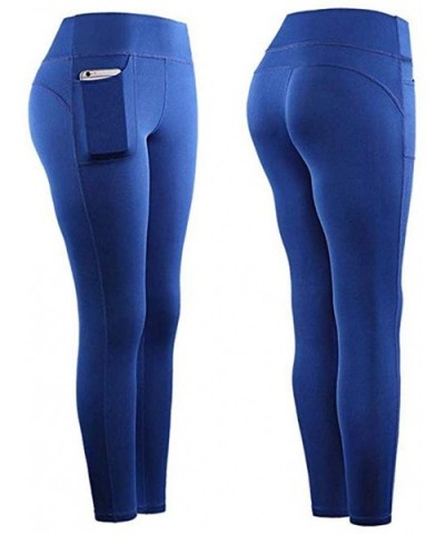 Women Pants Women High Waist Sports Gym Yoga Running Fitness Leggings Pants Workout Clothes - Z25 Blue - C21932NSHAR $14.73 Tops