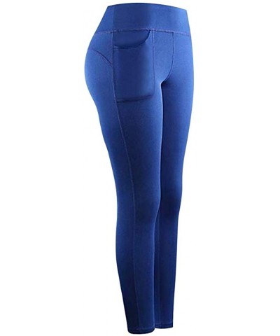 Women Pants Women High Waist Sports Gym Yoga Running Fitness Leggings Pants Workout Clothes - Z25 Blue - C21932NSHAR $14.73 Tops