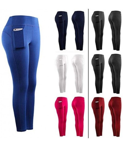 Women Pants Women High Waist Sports Gym Yoga Running Fitness Leggings Pants Workout Clothes - Z25 Blue - C21932NSHAR $14.73 Tops