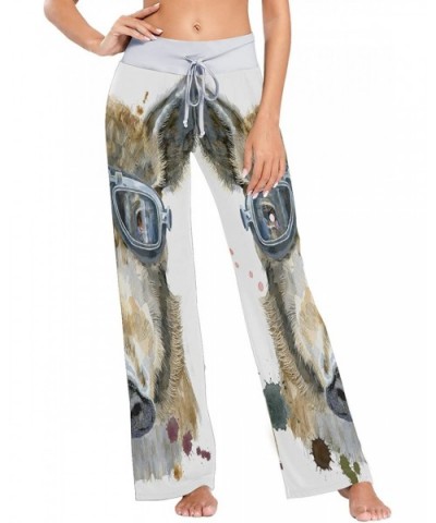 Womens Pajama Lounge Pants Watercolor Wild Boar with Biker Sunglasses Wide Leg Casual Palazzo Pj Sleep Pants Laides - 3d Prin...