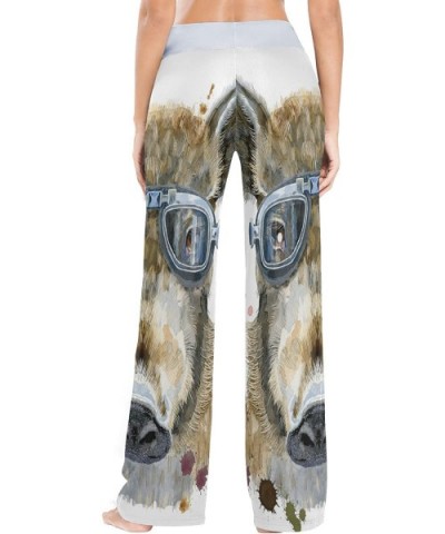 Womens Pajama Lounge Pants Watercolor Wild Boar with Biker Sunglasses Wide Leg Casual Palazzo Pj Sleep Pants Laides - 3d Prin...