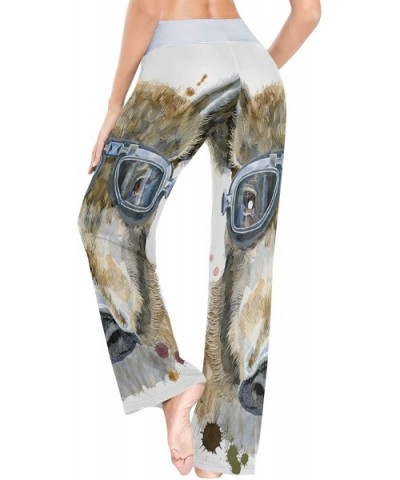 Womens Pajama Lounge Pants Watercolor Wild Boar with Biker Sunglasses Wide Leg Casual Palazzo Pj Sleep Pants Laides - 3d Prin...