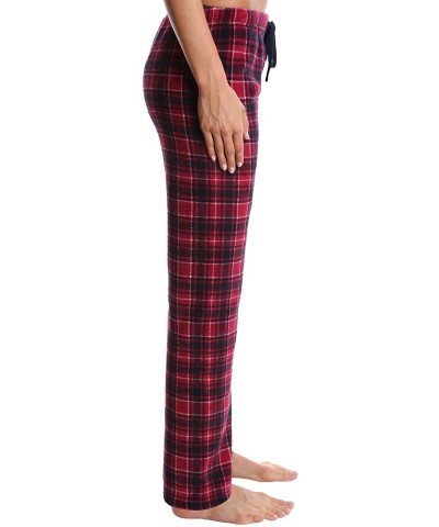 Women's Plush Pajama Pants - Ladies Lounge & Sleepwear Bottoms - Rasperry and Navy Plaid - CX18DSS63U5 $15.65 Bottoms