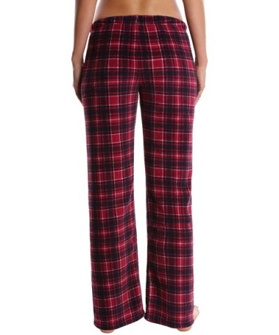 Women's Plush Pajama Pants - Ladies Lounge & Sleepwear Bottoms - Rasperry and Navy Plaid - CX18DSS63U5 $15.65 Bottoms