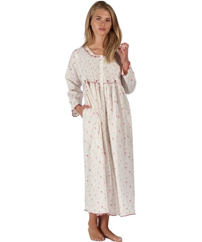 Womens Nightgown - Housecoat - Robe 100% Cotton - Elsa - Vintage Rose - CG196USEK3Z $63.11 Robes