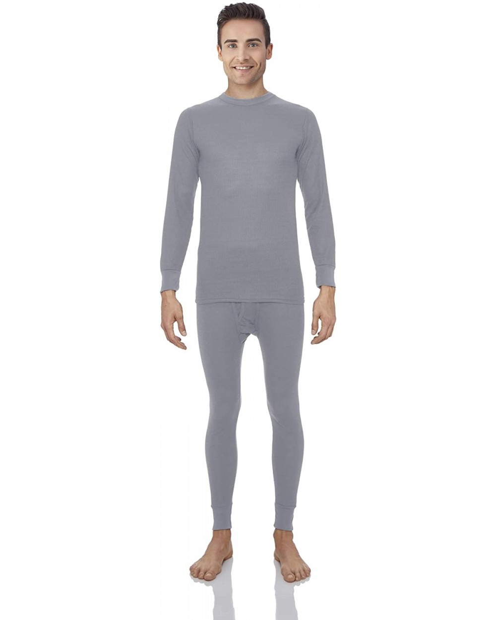 Thermal Underwear for Men Waffle Thermals Men's Base Layer Long John Set - Grey Set (Waffle) - C211L8JS78B $28.43 Thermal Und...