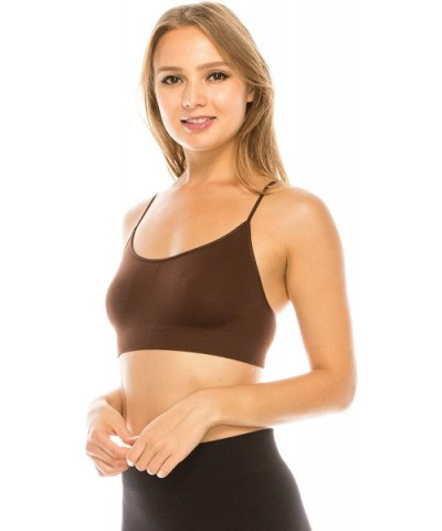 Bandeau Cami Top (Non-Padded) Made in USA - Choco (Y-back) - CU12I74OB61 $14.80 Camisoles & Tanks