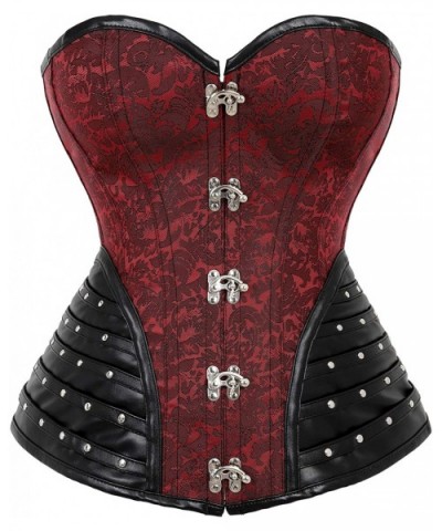Women's Steampunk Gothic Waist Training Corset Steel Boned Shapewear Bustier Top - Red-black 40 - CY18HAUZEG5 $50.84 Bustiers...