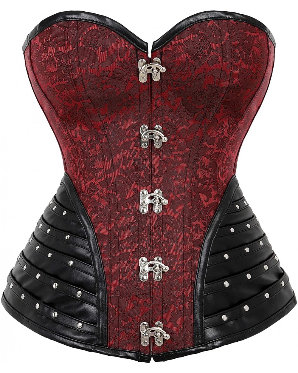 Women's Steampunk Gothic Waist Training Corset Steel Boned Shapewear Bustier Top - Red-black 40 - CY18HAUZEG5 $50.84 Bustiers...