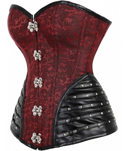 Women's Steampunk Gothic Waist Training Corset Steel Boned Shapewear Bustier Top - Red-black 40 - CY18HAUZEG5 $50.84 Bustiers...