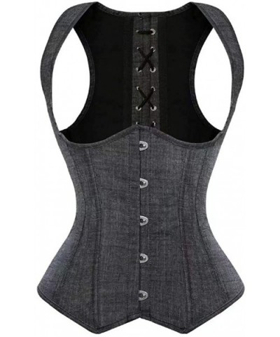 Corsets for Women Costume Lingerie Bustier Top Satin Floral Lace up Trim Plus Size - 840gray - CD18U59UDHY $38.16 Bustiers & ...