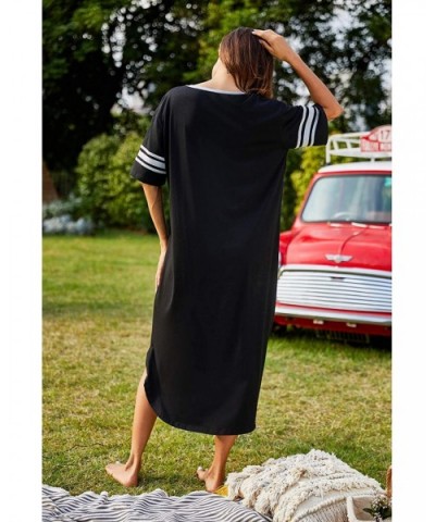 Long Nightgown- Womens V Neck Loungewear Oversized Sleepwear Loose Sleep Dress - Long Nightgown_black - C918AZLX4Y7 $37.92 Ni...