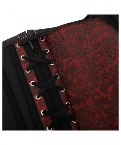 Women's Steampunk Gothic Waist Training Corset Steel Boned Shapewear Bustier Top - Red-black 40 - CY18HAUZEG5 $50.84 Bustiers...