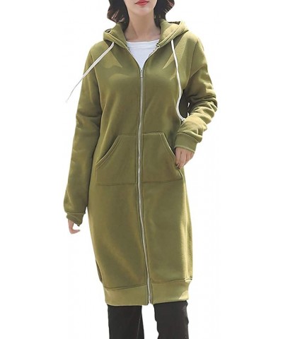 Long Solid Coat Women Fashion Hooded Jacket Long Sleeve with Pocket - B-green - CD18R5D3W8R $54.26 Thermal Underwear