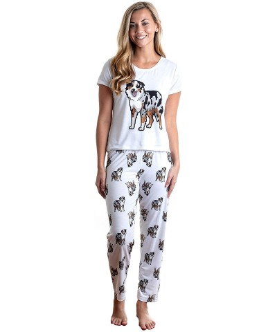 Australian Shepherd Dog Pajama Set (top & Bottom) with Pants for Women- Color White - CP197K47C3W $68.58 Sets