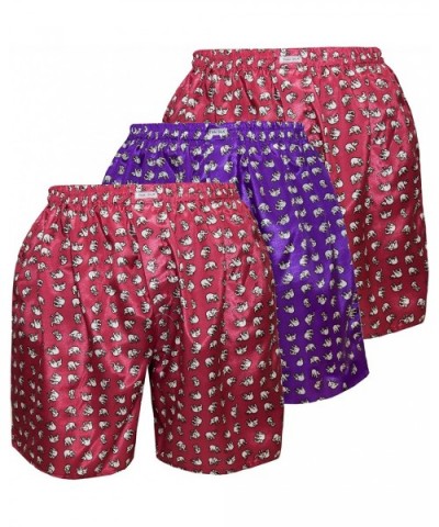 Men's Underwear Sleepwear Elephant Thai Silk Boxer Shorts Color Mix Set of 3 - Burgundy Purple Burgundy - C5185ED699C $37.61 ...