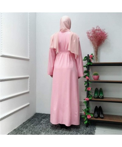 Openwork Embroi Long Dress Women Robe Open Abaya Cardigan Muslim Dubai Robe Gown - Pink - CK18UX7793G $59.24 Robes