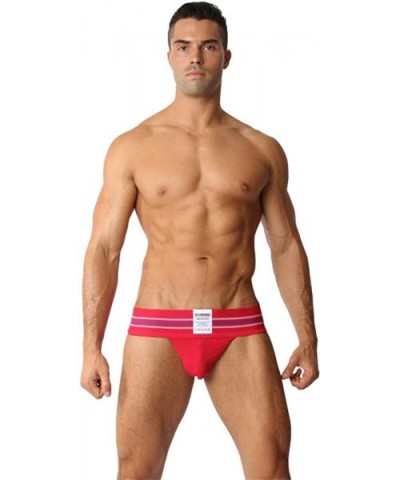 Mens Tight End Jockstrap - Red - CJ18N86MUCH $42.10 Briefs