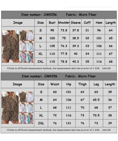 Womens Pajama Sets Long Sleeve Shirt Tops + Shorts Sleepwear Pjs Sets Ladies 2 Piece Nightwear Loungewear Leopard - CS19062IH...