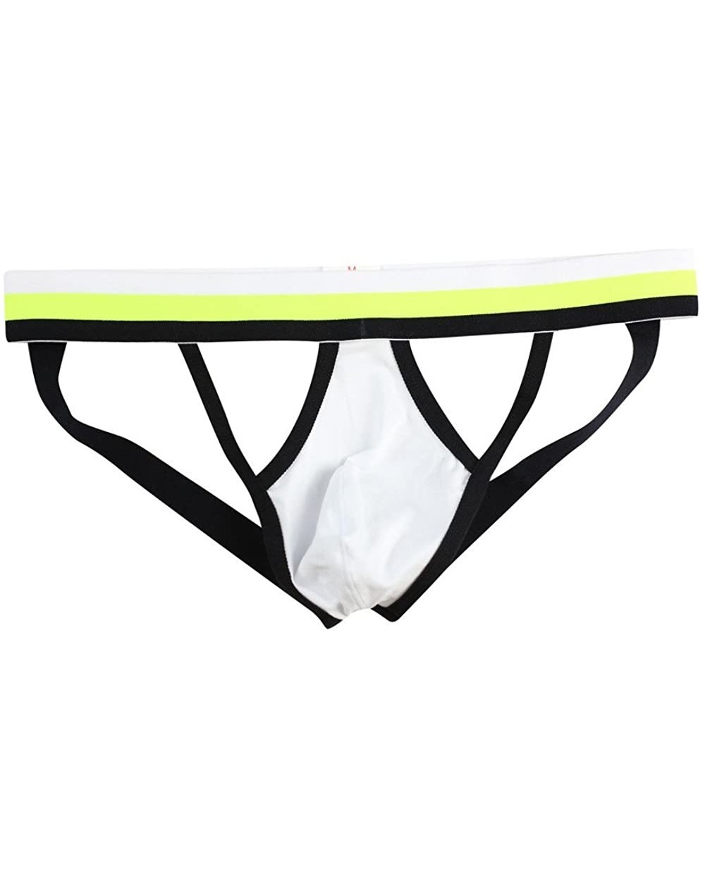 Men's Lycra Mesh Bulge Sexy Low Rise Jock Straps Briefs Moon Thong Shorts - White - CC12MZAGPE3 $14.58 Briefs