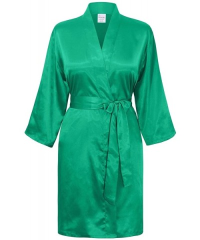 Bridesmaid Robe with Rhinestones- 3/4 Sleeves - Emerald - CR182GI2T7K $25.06 Robes