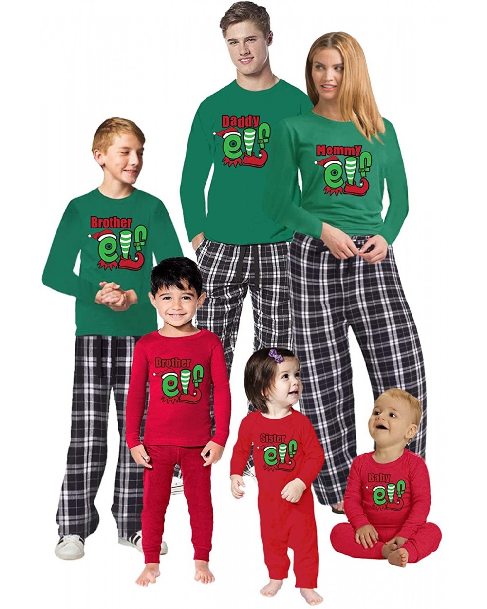 Christmas Pajamas for Family Daddy Mommy Elf Matching Christmas Sleepwear - Style 4 - CS1934Y8OST $34.97 Sleep Sets