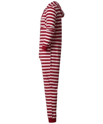 Men Christmas Matching Family Pajamas Set Santa's Stripe Sleepwear Jumpsuit Hoodies(Red) - Red - CV18YAD9RST $34.17 Sleep Sets