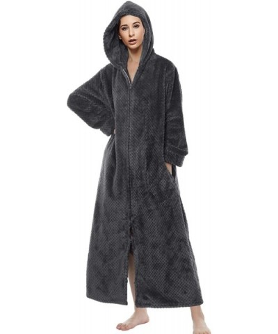 Womens Loungewear Cosy Hooded Bath Robes with Zipper Front - 2-grey - C119DUWQA0A $51.44 Robes