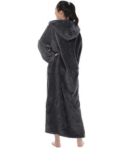 Womens Loungewear Cosy Hooded Bath Robes with Zipper Front - 2-grey - C119DUWQA0A $51.44 Robes