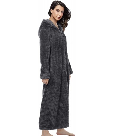 Womens Loungewear Cosy Hooded Bath Robes with Zipper Front - 2-grey - C119DUWQA0A $51.44 Robes