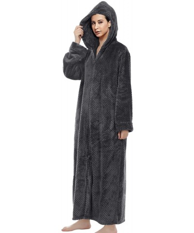 Womens Loungewear Cosy Hooded Bath Robes with Zipper Front - 2-grey - C119DUWQA0A $51.44 Robes