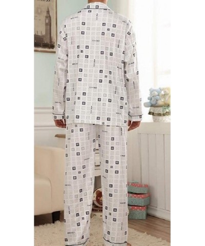 Men Pjs Long-Sleeve 2 Piece Set Summer Cotton Pajama Lounge Set - As4 - CT19E77AXCH $34.47 Sleep Sets