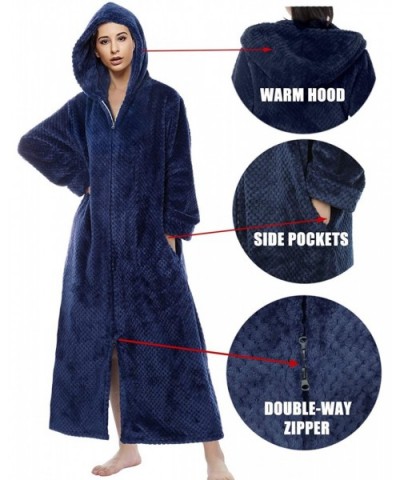 Womens Loungewear Cosy Hooded Bath Robes with Zipper Front - 2-grey - C119DUWQA0A $51.44 Robes