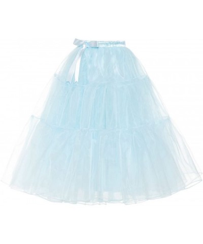 Women's 1950s Petticoat Slip A Line Short Skirt Crinoline Knee Length - Babyblue - CY189Q8Z3UG $38.08 Slips
