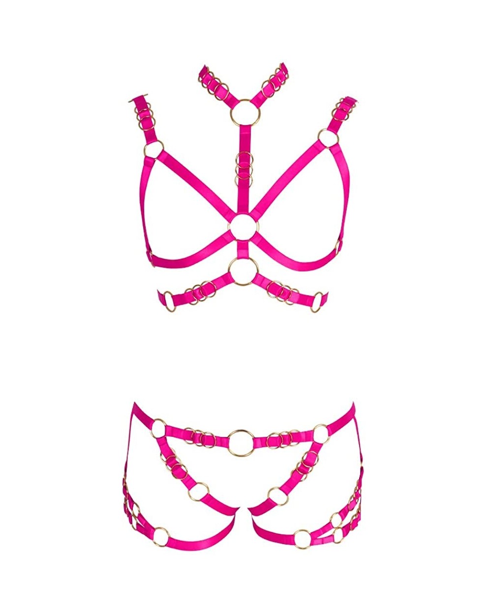 Women's Body Harness Set Carnival Garter Elastic Hollow Top Bra Punk Goth Clothing Accessories Clothing Accessories - Rose Re...