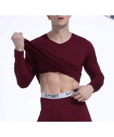 V Neck Lightweight Thermal Long Sleeve Slim Thermal Top with Fleece Lined 5 US S - CJ192AWCEG5 $25.82 Thermal Underwear