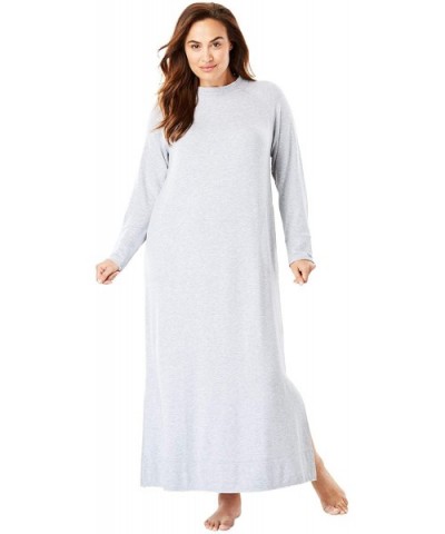 Women's Plus Size Long Knit Lounger Nightgown - Heather Grey (1226) - CH1906XO97H $42.69 Nightgowns & Sleepshirts