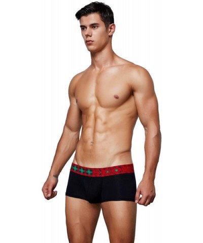 Mens Low Rise Christmas Boxer Brief Underwear - 90209 Black - CQ18MDK7L7H $26.59 Boxer Briefs