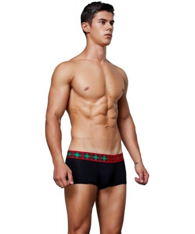 Mens Low Rise Christmas Boxer Brief Underwear - 90209 Black - CQ18MDK7L7H $26.59 Boxer Briefs