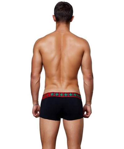 Mens Low Rise Christmas Boxer Brief Underwear - 90209 Black - CQ18MDK7L7H $26.59 Boxer Briefs