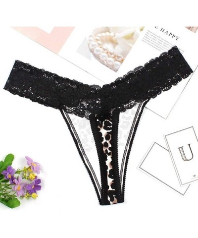 Fashion Lingerie-Women's Lace Stitching Leopard Print G-String Sexy Hipster Panties Ladies Briefs - Leopard - CL18HZS552R $12...