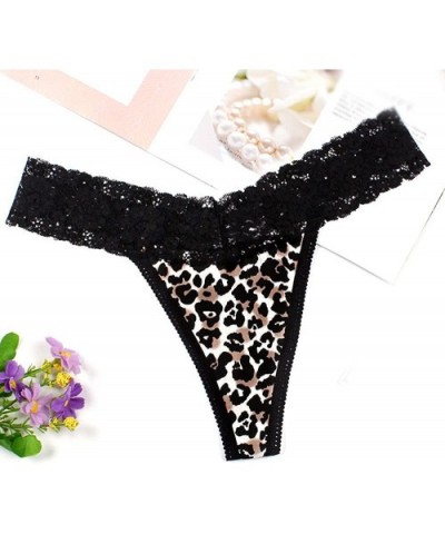 Fashion Lingerie-Women's Lace Stitching Leopard Print G-String Sexy Hipster Panties Ladies Briefs - Leopard - CL18HZS552R $12...