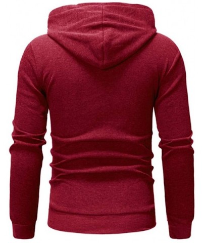 Fashion Men's Slim Fit Casual Pattern Large Size Short Sleeve Hoodie Top Blouse - B-red - C118NEX9AST $33.64 Thermal Underwear