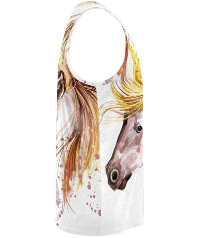 Men's Muscle Gym Workout Training Sleeveless Tank Top Magic Unicorns on Rainbow - Multi5 - C519DW7WTX8 $46.07 Undershirts