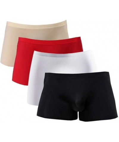 Men's Traceless Underwear Ice Silk Boxer Brief - Black / White / Khaki / Red - C5186ORKYHX $32.69 Boxer Briefs