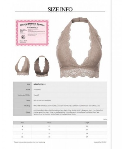 Women's Sexy Lace Halter Neck Bralette - Aawtkv0051 White/Dustypink - CP18ZDXUTKT $33.25 Bras